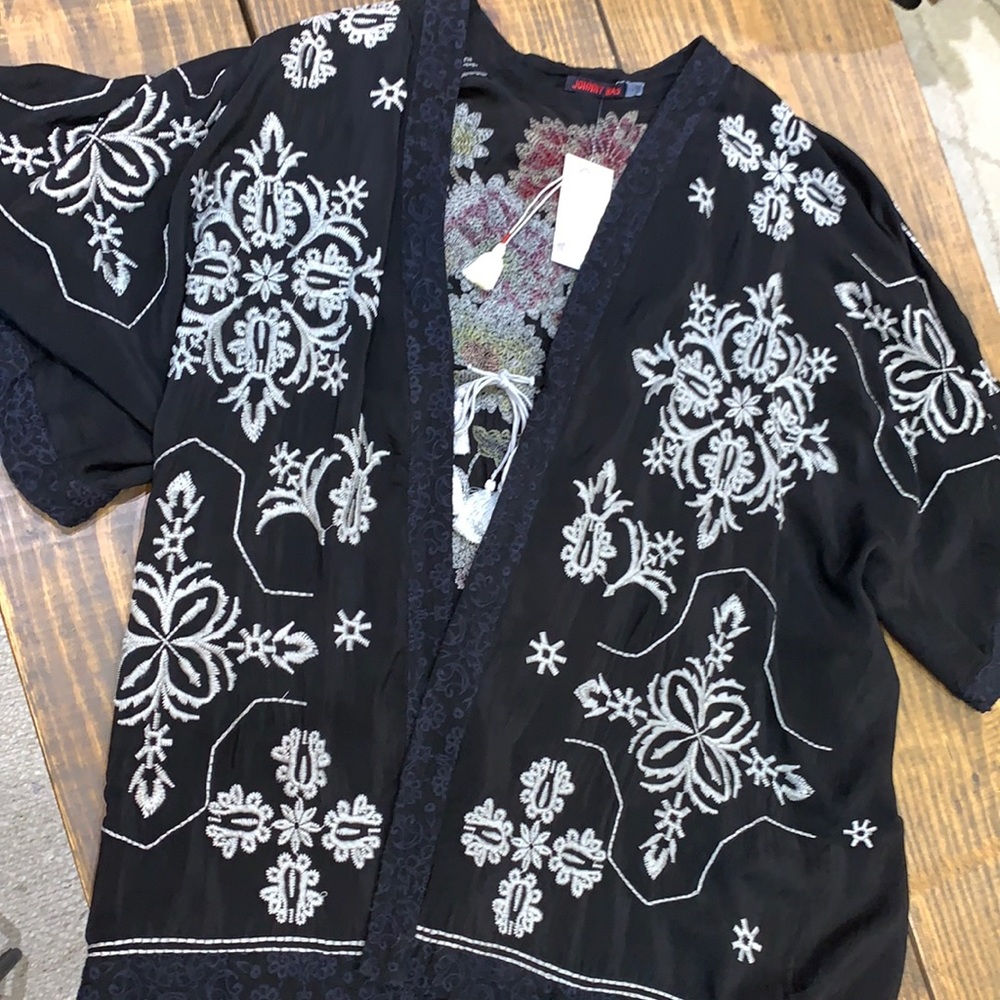 Johnny Was Dorothea Kimono with grey embroidery